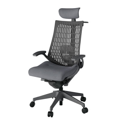 アクト2 KJ425SAXW2T3W2 エラストマバック テクスチャード ランバーサポート 固定肘 ヘッドサポート ( クロス ) ハンガー ナイロンキャスター [ ベースカラー: W2 張地カラー: T3W2 / ダークグレー  ]