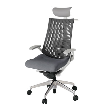 アクト2 KJ425SAYZNT3W2 エラストマバック テクスチャード ランバーサポート 固定肘 ヘッドサポート ( ビニール ) ハンガー ナイロンキャスター [ ベースカラー: ZN 張地カラー: T3W2 / ダークグレー  ]