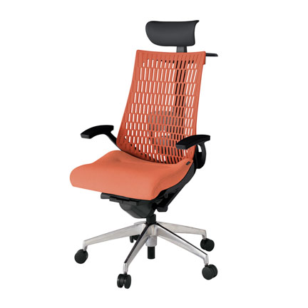 アクト2 KJ425SAYZTD4D4 エラストマバック テクスチャード ランバーサポート 固定肘 ヘッドサポート ( ビニール ) ハンガー ナイロンキャスター [ ベースカラー: ZT 張地カラー: D4D4 / パーシモオレンジ  ]