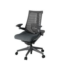 アクト2 KJ427PS-W2C3W2 エラストマバック プレーン ランバーサポート 可動肘 ナイロンキャスター[ ベースカラー: W2 張地カラー: C3 / ダークグレー  ]