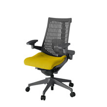 アクト2 KJ427PS-W2U5W2 エラストマバック プレーン ランバーサポート 可動肘 ナイロンキャスター[ ベースカラー: W2 張地カラー: U5 / ストロングイエロー  ]