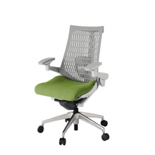 アクト2 KJ427PS-ZNQ7T6 エラストマバック プレーン ランバーサポート 可動肘 ナイロンキャスター[ ベースカラー: ZN 張地カラー: Q7 / グラスグリーン  ]