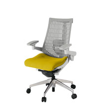 アクト2 KJ427PS-ZNU5T6 エラストマバック プレーン ランバーサポート 可動肘 ナイロンキャスター[ ベースカラー: ZN 張地カラー: U5 / ストロングイエロー  ]