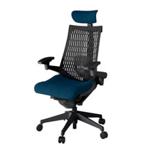 アクト2 KJ427PSET1B2T1 エラストマバック プレーン ランバーサポート 可動肘 ヘッドサポート ( クロス ) ナイロンキャスター[ ベースカラー: T1 張地カラー: B2 / ネイビーブルー  ]