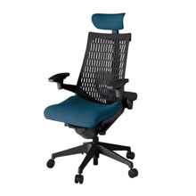 アクト2 KJ427PSET1N3T1 エラストマバック プレーン ランバーサポート 可動肘 ヘッドサポート ( クロス ) ナイロンキャスター[ ベースカラー: T1 張地カラー: N3 / ライトインディゴ  ]