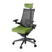 アクト2 KJ427PSEW2Q7W2 エラストマバック プレーン ランバーサポート 可動肘 ヘッドサポート ( クロス ) ナイロンキャスター[ ベースカラー: W2 張地カラー: Q7 / グラスグリーン  ]