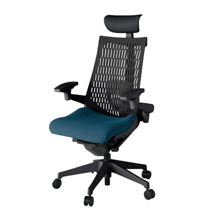 アクト2 KJ427PSFT1N3T1 エラストマバック プレーン ランバーサポート 可動肘 ヘッドサポート ( ビニール ) ナイロンキャスター[ ベースカラー: T1 張地カラー: N3 / ライトインディゴ  ]