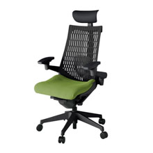 アクト2 KJ427PSFT1Q7T1 エラストマバック プレーン ランバーサポート 可動肘 ヘッドサポート ( ビニール ) ナイロンキャスター[ ベースカラー: T1 張地カラー: Q7 / グラスグリーン  ]