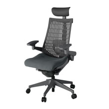 アクト2 KJ427PSFW2C3W2 エラストマバック プレーン ランバーサポート 可動肘 ヘッドサポート ( ビニール ) ナイロンキャスター[ ベースカラー: W2 張地カラー: C3 / ダークグレー  ]