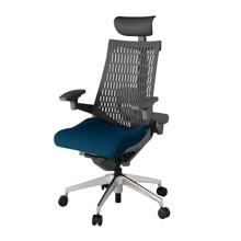 アクト2 KJ427PSFZDB2W2 エラストマバック プレーン ランバーサポート 可動肘 ヘッドサポート ( ビニール ) ナイロンキャスター[ ベースカラー: ZD 張地カラー: B2 / ネイビーブルー  ]