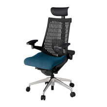 アクト2 KJ427PSFZTN3T1 エラストマバック プレーン ランバーサポート 可動肘 ヘッドサポート ( ビニール ) ナイロンキャスター[ ベースカラー: ZT 張地カラー: N3 / ライトインディゴ  ]