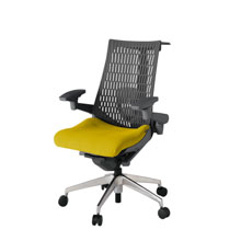 アクト2 KJ427PSHZDU5W2 エラストマバック プレーン ランバーサポート 可動肘 ハンガーナイロンキャスター[ ベースカラー: ZD 張地カラー: U5 / ストロングイエロー  ]