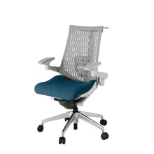 アクト2 KJ427PSHZNN3T6 エラストマバック プレーン ランバーサポート 可動肘 ハンガーナイロンキャスター[ ベースカラー: ZN 張地カラー: N3 / ライトインディゴ  ]