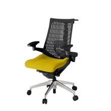 アクト2 KJ427PSHZTU5T1 エラストマバック プレーン ランバーサポート 可動肘 ハンガーナイロンキャスター[ ベースカラー: ZT 張地カラー: U5 / ストロングイエロー  ]