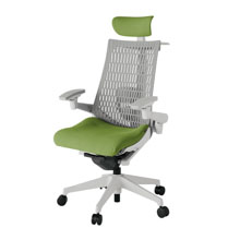 アクト2 KJ427PSXGNQ7T6 エラストマバック プレーン ランバーサポート 可動肘 ヘッドサポート ( クロス ) ハンガー ナイロンキャスター[ ベースカラー: GN 張地カラー: Q7 / グラスグリーン  ]