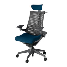 アクト2 KJ427PSXW2B2W2 エラストマバック プレーン ランバーサポート 可動肘 ヘッドサポート ( クロス ) ハンガー ナイロンキャスター[ ベースカラー: W2 張地カラー: B2 / ネイビーブルー  ]