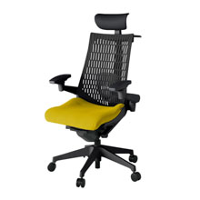 アクト2 KJ427PSYT1U5T1 エラストマバック プレーン ランバーサポート 可動肘 ヘッドサポート ( ビニール ) ハンガー ナイロンキャスター[ ベースカラー: T1 張地カラー: U5 / ストロングイエロー  ]