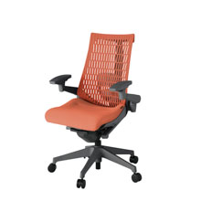 アクト2 KJ427SA-W2D4D4 エラストマバック テクスチャード ランバーサポート 可動肘 ナイロンキャスター[ ベースカラー: W2 張地カラー: D4D4 / パーシモオレンジ  ]