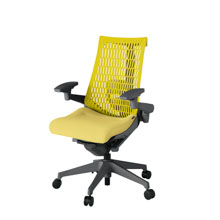 アクト2 KJ427SA-W2U6U5 エラストマバック テクスチャード ランバーサポート 可動肘 ナイロンキャスター[ ベースカラー: W2 張地カラー: U6U5 / イエロー  ]