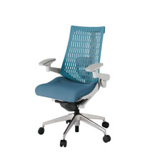 アクト2 KJ427SA-ZNB4A4 エラストマバック テクスチャード ランバーサポート 可動肘 ナイロンキャスター [ ベースカラー: ZN 張地カラー: B4A4 / ブルー  ]