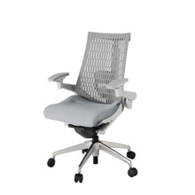 アクト2 KJ427SA-ZNT7T6 エラストマバック テクスチャード ランバーサポート 可動肘 ナイロンキャスター [ ベースカラー: ZN 張地カラー: T7T6 / ホワイトグレー  ]