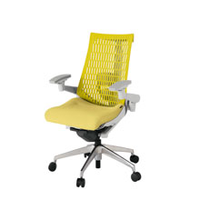 アクト2 KJ427SA-ZNU6U5 エラストマバック テクスチャード ランバーサポート 可動肘 ナイロンキャスター [ ベースカラー: ZN 張地カラー: U6U5 / イエロー  ]