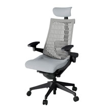 アクト2 KJ427SAET1T7T6 エラストマバック テクスチャード ランバーサポート 可動肘 ヘッドサポート ( クロス ) ナイロンキャスター [ ベースカラー: T1 張地カラー: T7T6 / ホワイトグレー  ]
