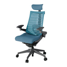 アクト2 KJ427SAEW2B4A4 エラストマバック テクスチャード ランバーサポート 可動肘 ヘッドサポート ( クロス ) ナイロンキャスター [ ベースカラー: W2 張地カラー: B4A4 / ブルー  ]