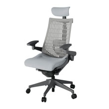 アクト2 KJ427SAEW2T7T6 エラストマバック テクスチャード ランバーサポート 可動肘 ヘッドサポート ( クロス ) ナイロンキャスター [ ベースカラー: W2 張地カラー: T7T6 / ホワイトグレー  ]
