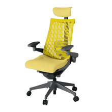 アクト2 KJ427SAEW2U6U5 エラストマバック テクスチャード ランバーサポート 可動肘 ヘッドサポート ( クロス ) ナイロンキャスター [ ベースカラー: W2 張地カラー: U6U5 / イエロー  ]