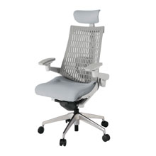 アクト2 KJ427SAEZNT7T6 エラストマバック テクスチャード ランバーサポート 可動肘 ヘッドサポート ( クロス ) ナイロンキャスター [ ベースカラー: ZN 張地カラー: T7T6 / ホワイトグレー  ]