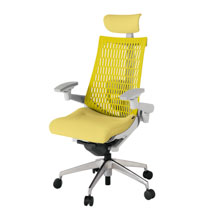 アクト2 KJ427SAEZNU6U5 エラストマバック テクスチャード ランバーサポート 可動肘 ヘッドサポート ( クロス ) ナイロンキャスター [ ベースカラー: ZN 張地カラー: U6U5 / イエロー  ]