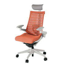 アクト2 KJ427SAFGND4D4 エラストマバック テクスチャード ランバーサポート 可動肘 ヘッドサポート ( ビニール ) ナイロンキャスター [ ベースカラー: GN 張地カラー: D4D4 / パーシモオレンジ  ]