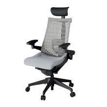 アクト2 KJ427SAFT1T7T6 エラストマバック テクスチャード ランバーサポート 可動肘 ヘッドサポート ( ビニール ) ナイロンキャスター [ ベースカラー: T1 張地カラー: T7T6 / ホワイトグレー  ]