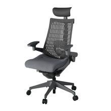 アクト2 KJ427SAFW2T3W2 エラストマバック テクスチャード ランバーサポート 可動肘 ヘッドサポート ( ビニール ) ナイロンキャスター [ ベースカラー: W2 張地カラー: T3W2 / ダークグレー  ]