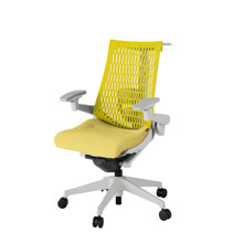 アクト2 KJ427SAHGNU6U5 エラストマバック テクスチャード ランバーサポート 可動肘 ハンガーナイロンキャスター[ ベースカラー: GN 張地カラー: U6U5 / イエロー  ]