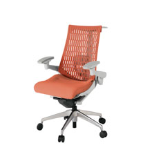 アクト2 KJ427SAHZND4D4 エラストマバック テクスチャード ランバーサポート 可動肘 ハンガーナイロンキャスター [ ベースカラー: ZN 張地カラー: D4D4 / パーシモオレンジ  ]