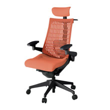 アクト2 KJ427SAXT1D4D4 エラストマバック テクスチャード ランバーサポート 可動肘 ヘッドサポート ( クロス ) ハンガー ナイロンキャスター [ ベースカラー: T1 張地カラー: D4D4 / パーシモオレンジ  ]