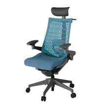 アクト2 KJ427SAYW2B4A4 エラストマバック テクスチャード ランバーサポート 可動肘 ヘッドサポート ( ビニール ) ハンガー ナイロンキャスター [ ベースカラー: W2 張地カラー: B4A4 / ブルー  ]