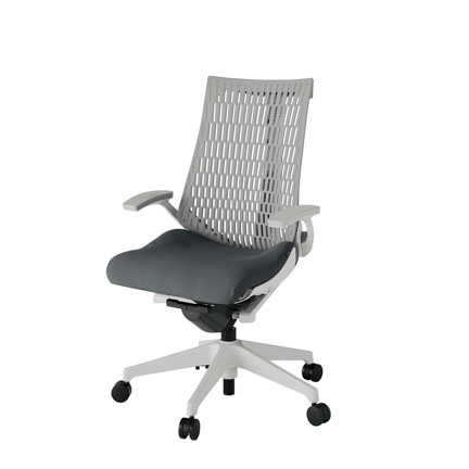 アクト2 KJ445PS-GNC3T6 エラストマバック プレーン 固定肘 ナイロンキャスター[ ベースカラー: GN 張地カラー: C3 / ダークグレー  ]