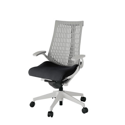 アクト2 KJ445PS-GNT1T6 エラストマバック プレーン 固定肘 ナイロンキャスター[ ベースカラー: GN 張地カラー: T1 / ブラック  ]