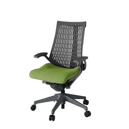 アクト2 KJ445PS-W2Q7W2 エラストマバック プレーン 固定肘 ナイロンキャスター[ ベースカラー: W2 張地カラー: Q7 / グラスグリーン  ]