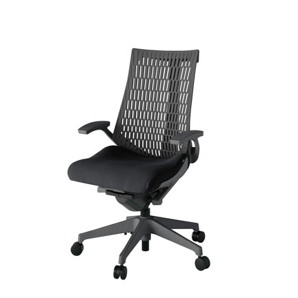 アクト2 KJ445PS-W2T1W2 エラストマバック プレーン 固定肘 ナイロンキャスター[ ベースカラー: W2 張地カラー: T1 / ブラック  ]