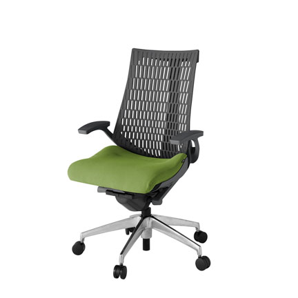 アクト2 KJ445PS-ZDQ7W2 エラストマバック プレーン 固定肘 ナイロンキャスター[ ベースカラー: ZD 張地カラー: Q7 / グラスグリーン  ]