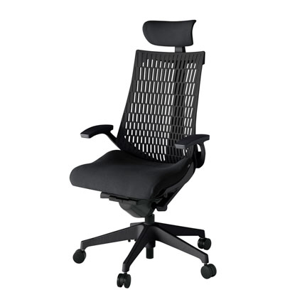 アクト2 KJ445PSET1T1T1 エラストマバック プレーン 固定肘 ヘッドサポート ( クロス ) ナイロンキャスター[ ベースカラー: T1 張地カラー: T1 / ブラック  ]