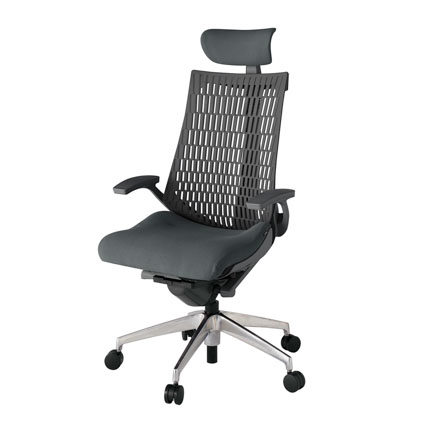 アクト2 KJ445PSEZDC3W2 エラストマバック プレーン 固定肘 ヘッドサポート ( クロス ) ナイロンキャスター[ ベースカラー: ZD 張地カラー: C3 / ダークグレー  ]