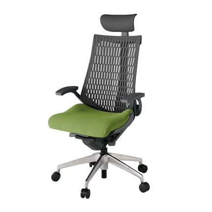 アクト2 KJ445PSFZDQ7W2 エラストマバック プレーン 固定肘 ヘッドサポート ( ビニール ) ナイロンキャスター[ ベースカラー: ZD 張地カラー: Q7 / グラスグリーン  ]