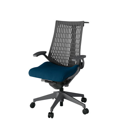 アクト2 KJ445PSHW2B2W2 エラストマバック プレーン 固定肘 ハンガーナイロンキャスター[ ベースカラー: W2 張地カラー: B2 / ネイビーブルー  ]