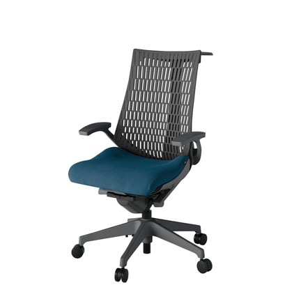 アクト2 KJ445PSHW2N3W2 エラストマバック プレーン 固定肘 ハンガーナイロンキャスター[ ベースカラー: W2 張地カラー: N3 / ライトインディゴ  ]