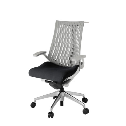 アクト2 KJ445PSHZNT1T6 エラストマバック プレーン 固定肘 ハンガーナイロンキャスター[ ベースカラー: ZN 張地カラー: T1 / ブラック  ]